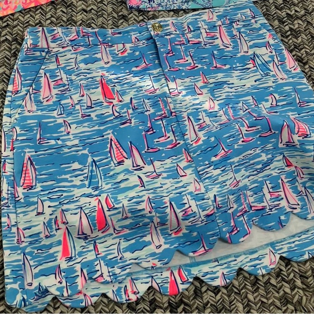 Lilly Boatylicious Sailboat Print Skort with Scalloped Hem